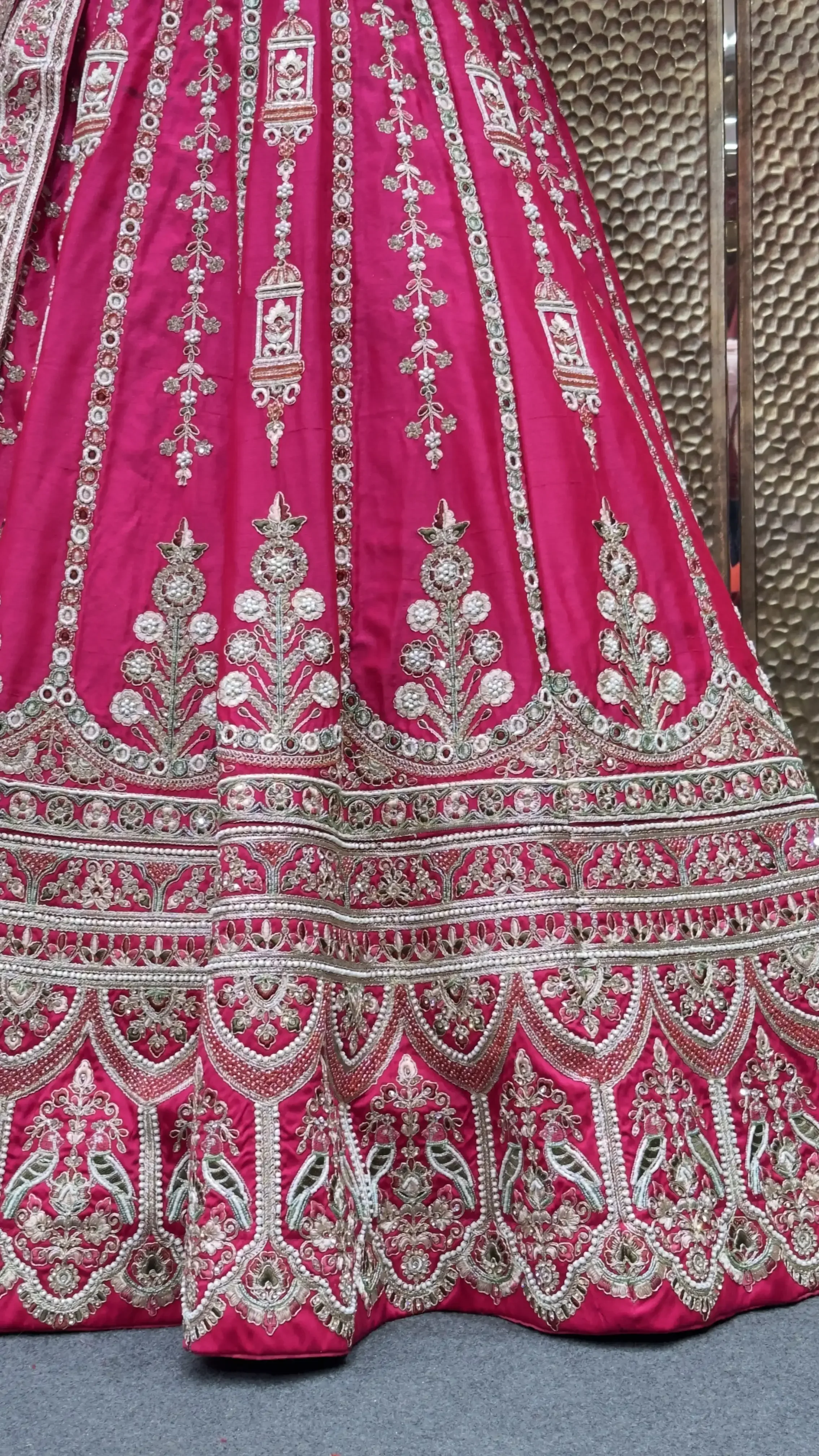 Vertical Pattern Pink Bridal Lehenga